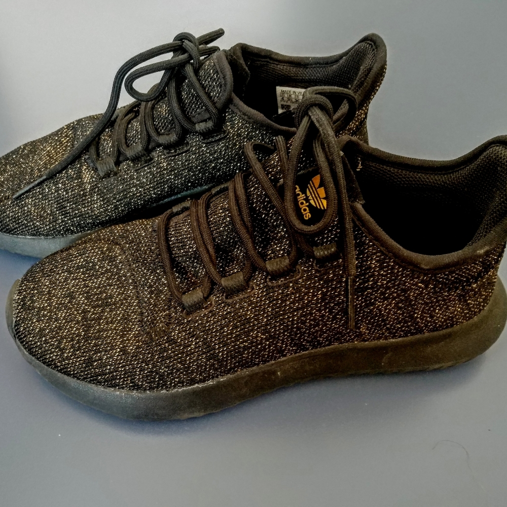 Adidas Black with Gold Glitter Youth Sneaker